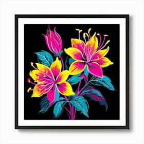 Neon Lilies Art Print