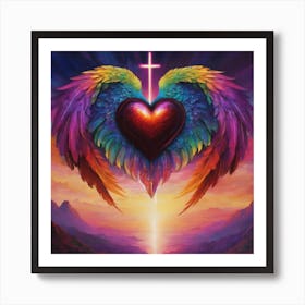 Angel Wings With Heart Art Print