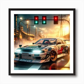 Japanes cars street drifting 1 Art Print