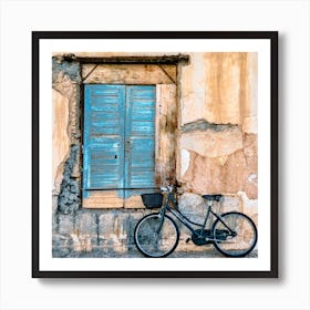 Old Window And Bicycle Art Print