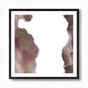 Taupe & Silver Glitter Agate Texture 06 Art Print