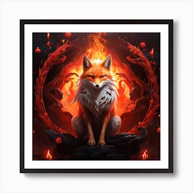 Fox In Fire Art Print