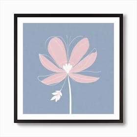 A White And Pink Flower In Minimalist Style Square Composition 647 Art Print