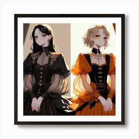 Two Gothic Girls Art Print