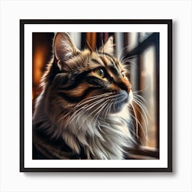 Cat Looking Out The Window Art Print