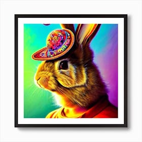 Rabbit With Mexican Hat Art Print