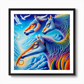 Rainbow Horses Art Print