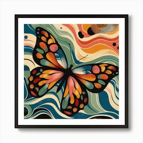 Colourful Block Print Butterfly Abstract VI Art Print