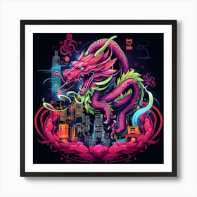 Dragon In The City Art Print