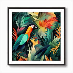 Tropical Parrot In The Jungle Art Print