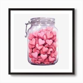 Pink Hearts In A Jar 5 Art Print