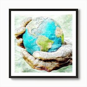 Hand Globe Earth Poster