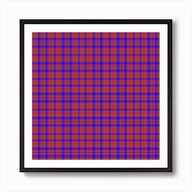 Pattern Plaid Geometric Red Blue Art Print