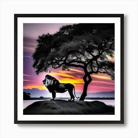 Lion At Sunset 17 Art Print