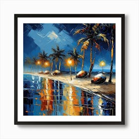 Night At The Beach Art Print