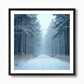 Gentle Snowfall Over A Serene Winter Forest Scene 1 Art Print