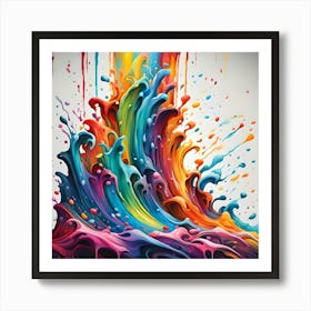 Colorful Drips And Drops Scattered Above A Lively Vibrant Splash Art Print