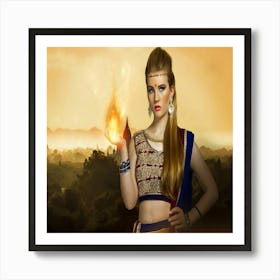 Indian Woman Holding Fire 1 Art Print