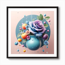 Blue Roses In A Vase Art Print