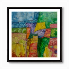Abstract Wall Art with Autumnal Patchwork  Art Print