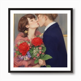 Kissing Couple Art Print