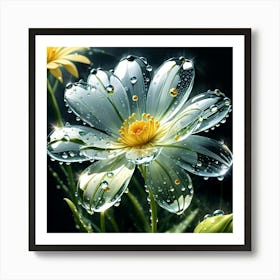 Water Droplets On A Flower Art Print