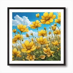 Yellow Cosmos 3 Art Print