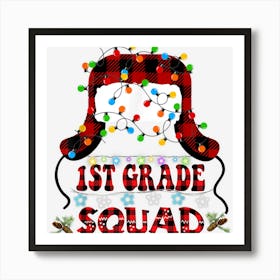 1st First Grade Squad Xmas Teacher Christmas Santa Hat Light Art Print