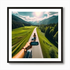 Vacation Drive Journey Tour Tourism Drone Route Enjoy People Happy Friends Female Down S (3) Art Print