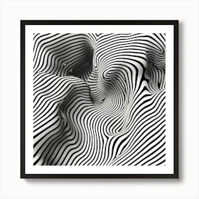 Abstract Black And White Striped Pattern 3 Art Print