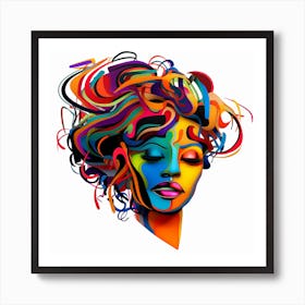 Colorful Woman'S Face 1 Art Print