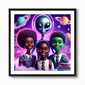 Aliens In Space Art Print