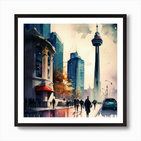 Toronto Cityscape Water Color 2 Art Print