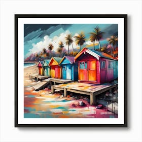 A Spectrum Of Colors In Beachside Huts Art Print