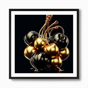 Gold And Black Cherries Art Print