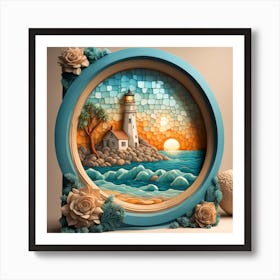 Mosaic Lighthouse Art Print