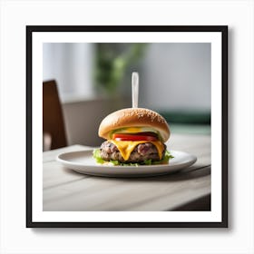 Hamburger On A Plate 34 Art Print