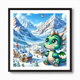 little dragon snow day 2 Art Print