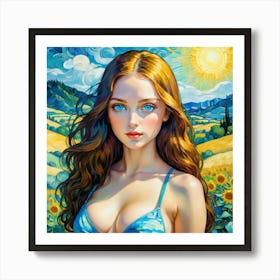 Sunflower Girl jgfh Art Print