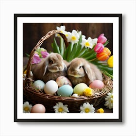 Resurrection Joyful Celebratory Festive Springtime Renewal Rebirth Colorful Eggs Bunny Flo (3) Art Print