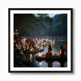 A Spiritual Light Festival Imbued With The Essence Of Faith Glow Of Sacred Lanterns Adorning An Anc Art Print