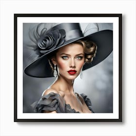 Portrait Of A Woman In A Hat Art Print