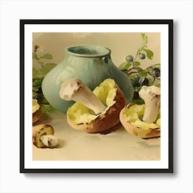 Mushrooms In A Vase Art Print