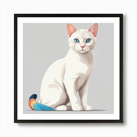 White Cat With Blue Eyes Art Print