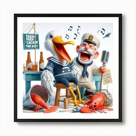 Sailor And A Lobster Art Print