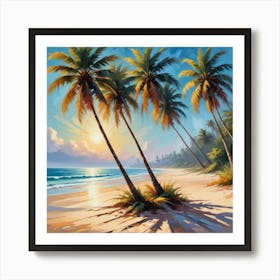 Palm Trees On The Beach Art Print 5 Art Print