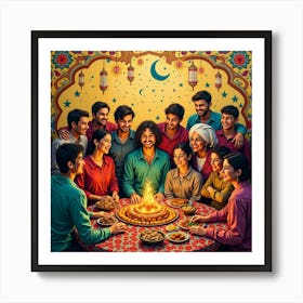 Flux Dev A Vibrant And Colorful Mosaic Depicting The Joyful Ce 3 Art Print