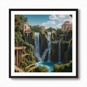 Surreal Waterfall Inspired By Dali And Escher 7 Art Print