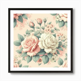 Wallpaper Roses Art Print