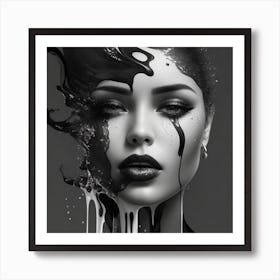 Black And White Portrait Of A Woman 1 Art Print